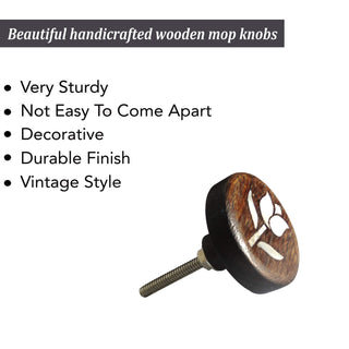 Set Of Six Tulip Flower Mother Of Pearl Wooden Knobs