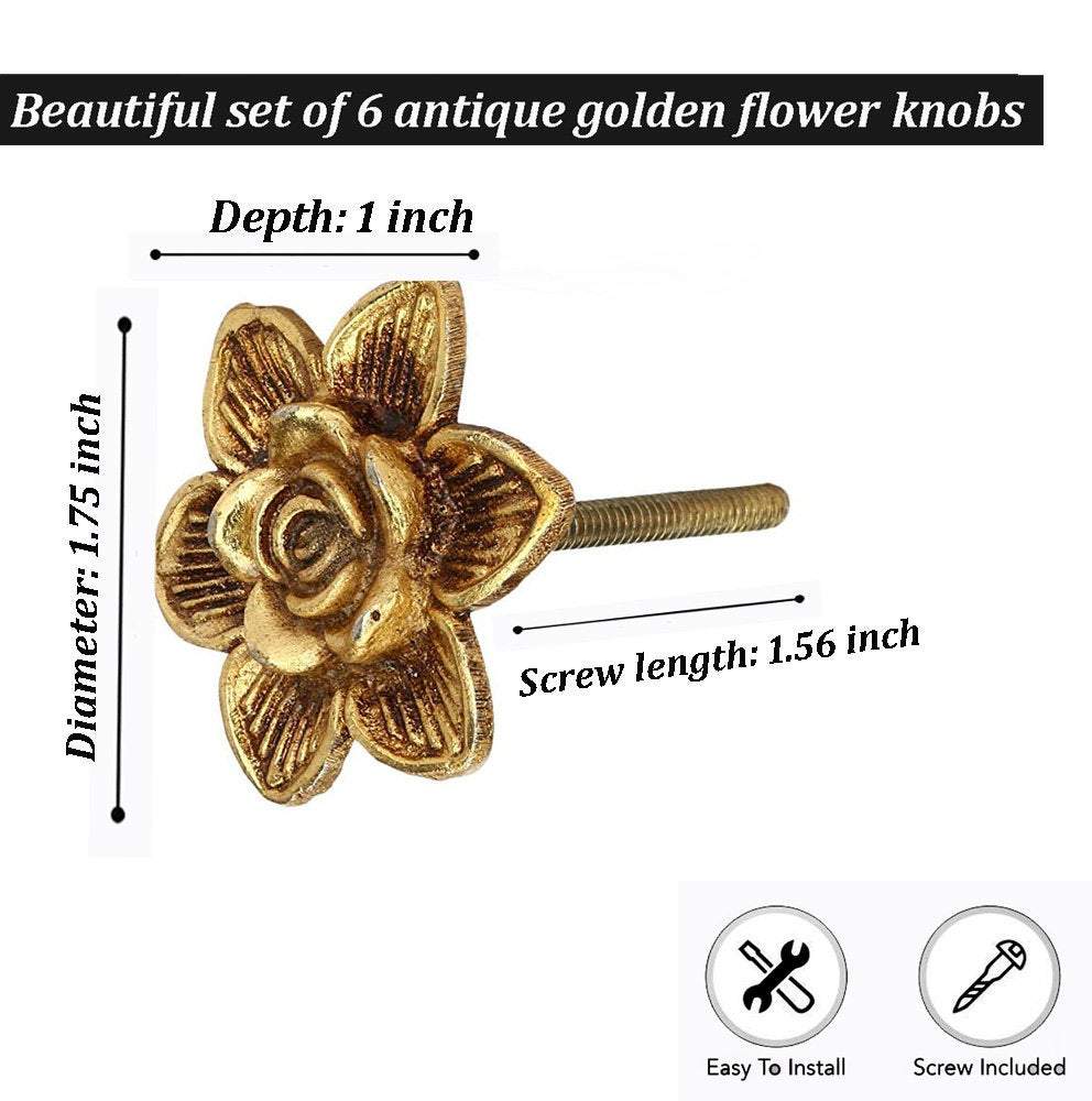Brass Knobs | Set of 6 | Gold Design | Antique Brass Cabinet Pulls | Drawer Pulls And Knobs Brass Knobs | Set of 6 | Gold Design | Antique Brass Cabinet Pulls | Drawer Pulls And Knobs
