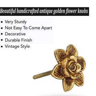 Gold Flower Knobs Brass Metal