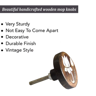 Set Of Six Lotus Flower Mother Of Pearl Wooden Knobs