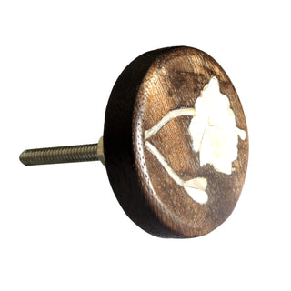 Set Of Six Lily Flower Mother Of Pearl Wooden Knobs