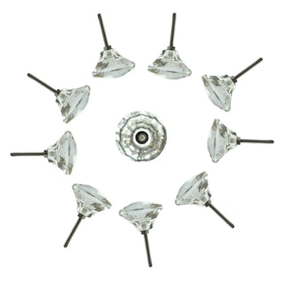 Set Of Ten Clear Cut Glass Drawer Knobs