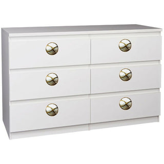 Set Of Six Marble Brass Mother Of Pearl Knobs