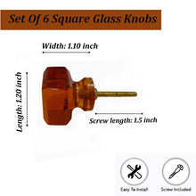 Charger l&#39;image dans la galerie, Square Amber Glass Knob Set Of 6 - Perilla Home
