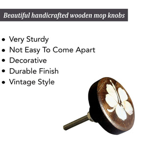 Hibiscus Flower Wooden Knobs | Mother Of Pearl (Set of 6)
