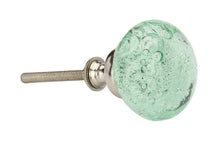 Charger l&#39;image dans la galerie, Set Of Six Light Green Bubble Glass Knobs
