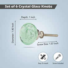 Cargar imagen en el visor de la galería, Set Of Six Light Green Bubble Glass Knobs
