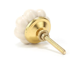 Off White Ceramic Flower Knobs - Perilla Home