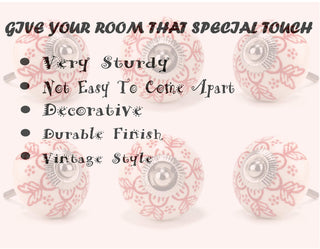 Round Red Printed Ceramic Drawer Knob features