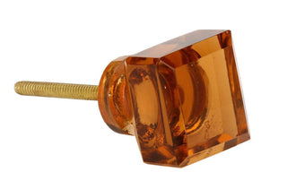 Square Amber Glass Knob Set Of 6 - Perilla Home