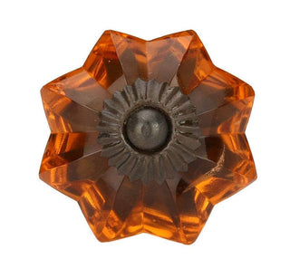 Amber melon glass knob front