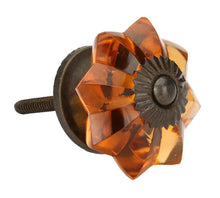 Load image into Gallery viewer, amber melon glass knob side view
