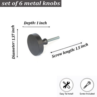 Black Jena Big metal knobs (set of 6 )