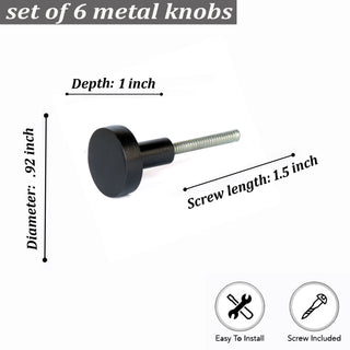 Black Jena small metal knobs (set of 6 )