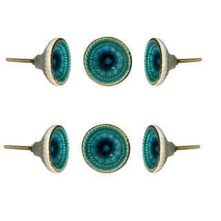 Marrakech Ceramic Knob Turquoise ( Set Of 6 ) - Perilla Home