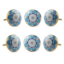Carregar imagem no visualizador da galeria, Marigold Ceramic Knob Light blue ( Set of 6 )
