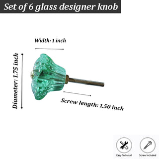 Glass Belle Knobs ( mint) Set of 6