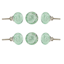 Load image into Gallery viewer, Set Of Six Light Green Bubble Glass Knobs
