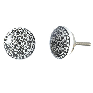 Set Of Eight Mix Design Printed Ceramic  Knobs