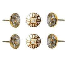Charger l&#39;image dans la galerie, Set Of Six Brass Mother Of Pearl Knobs
