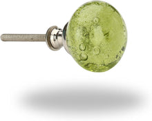 Cargar imagen en el visor de la galería, Olive green glass bubble knobs ( set of 6 )
