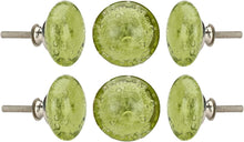 Charger l&#39;image dans la galerie, Olive green glass bubble knobs ( set of 6 )
