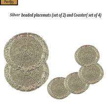 Load image into Gallery viewer, Silver Beaded Coaster and Placemat set (4+2)
