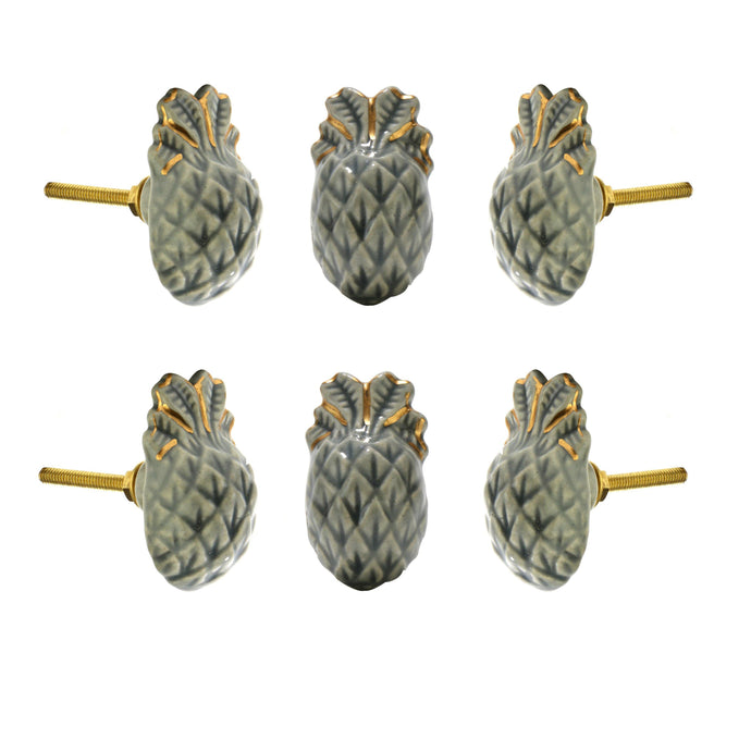 Pineapple Ceramic Knob (Set Of 6) - Perilla Home