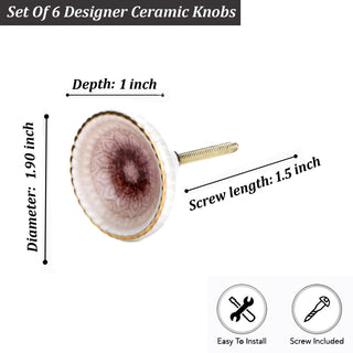 Marrakesh Ceramic Knob Pink ( Set Of 6 )