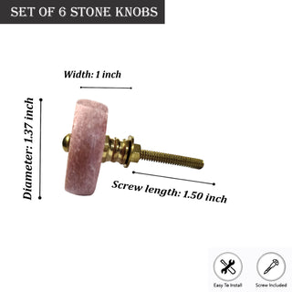 Tyre Pink Stone Knobs set of 6