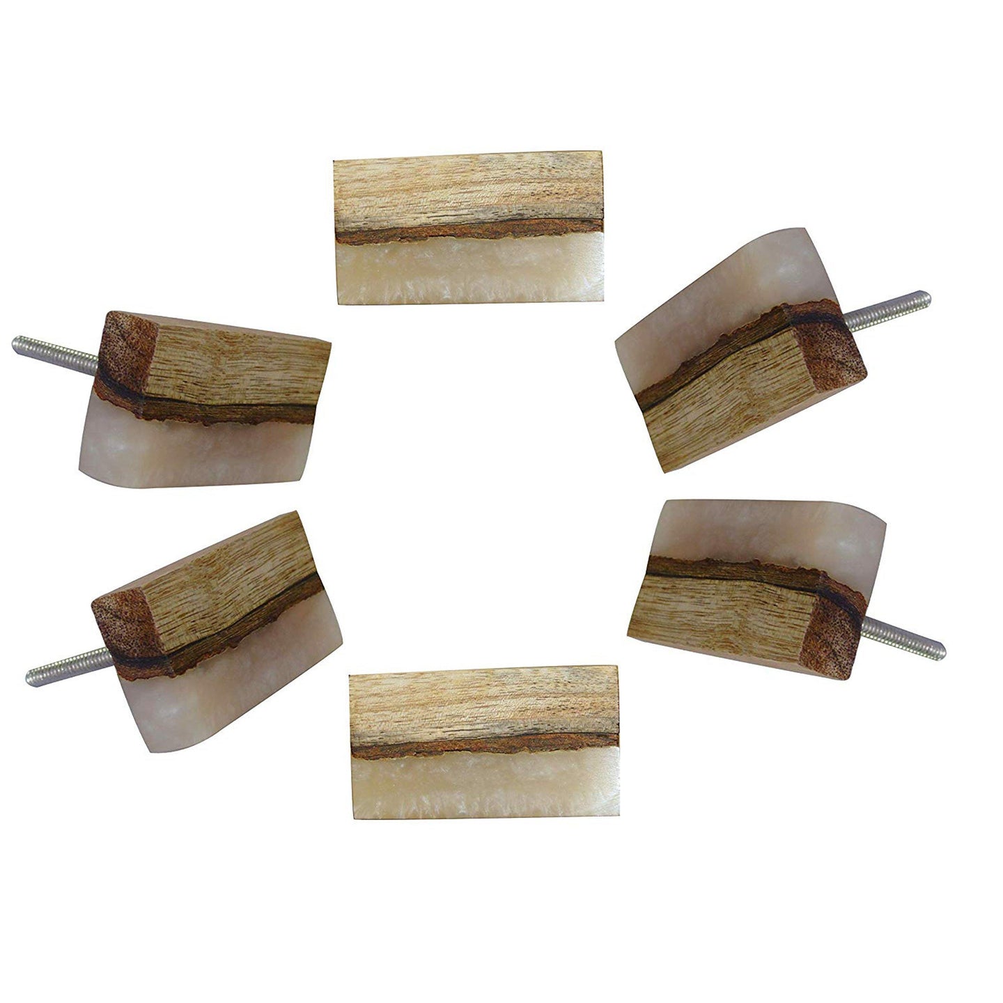 Set Of Six Wooden Rectangle Knobs