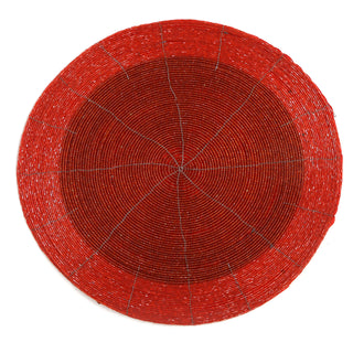 Red Beaded Coaster and Placemat set (4+2)