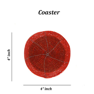 Red Beaded Coaster and Placemat set (4+2)