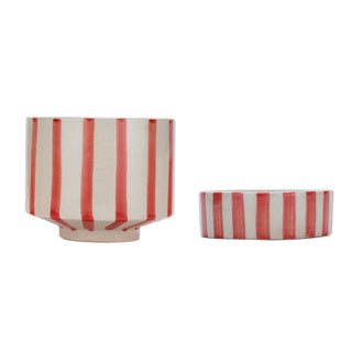 Red Striped Planter Pot ( 2 piece ) - Perilla Home