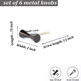 Black Royan metal knobs (set of 6)