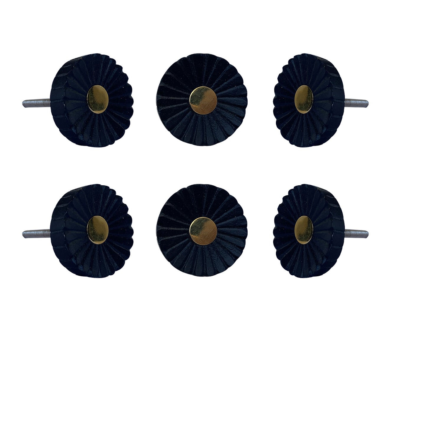 Siena blue wooden knob ( set of 6 )