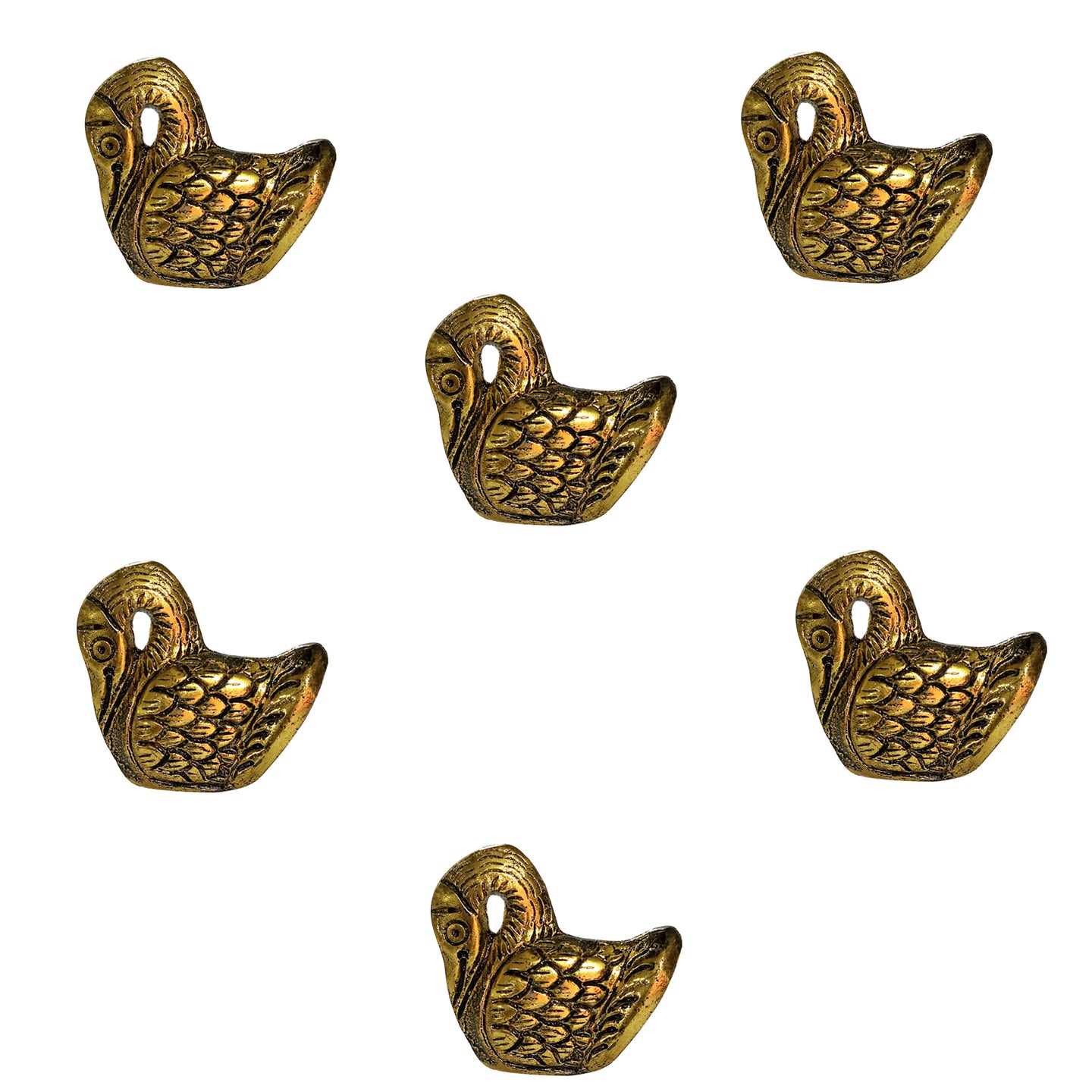 Set of 6 Gold Swan Knob