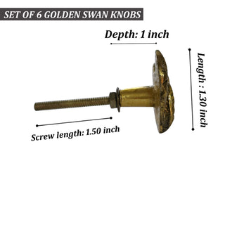 Set of 6 Gold Swan Knob