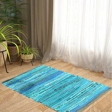 Load image into Gallery viewer, Perilla home Handmade Turquoise chindi Rug (24 x 36 inch)
