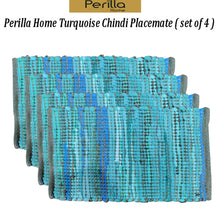 Load image into Gallery viewer, Perilla home Handmade Turquoise chindi Placemat  (Set of 4)

