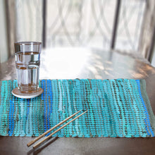 Load image into Gallery viewer, Perilla home Handmade Turquoise chindi Placemat  (Set of 4)
