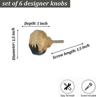 Set Of Six Wooden vienna black knobs