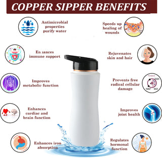 Copper Sipper Bottle (White)