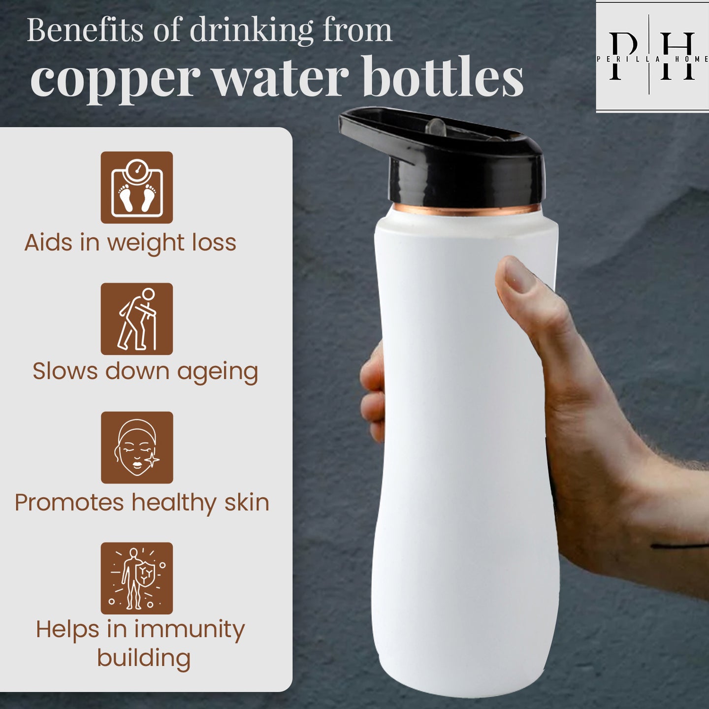 Copper Sipper Bottle (White)