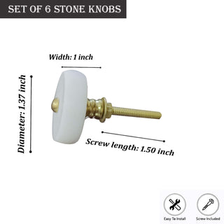 Tyre white Stone Knobs set of 6
