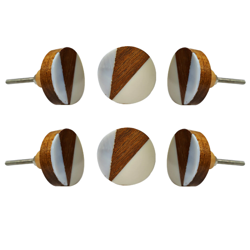 Wooden Mother Of Pearl knobs ( set of 6 )